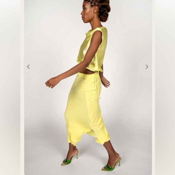 KES ELONGATED MATTE SCALLOPED SKIRT CHYRANTHRMUM MIDI Size L - Picture 6 of 15